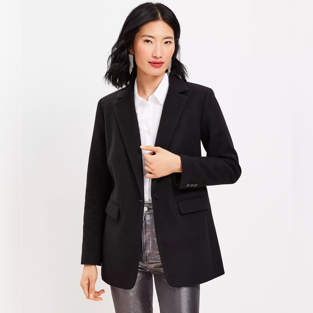 Brushed Herringbone Long Modern Blazer 14 - Picture 2 of 3